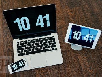 Bildschirmschoner für Mac mit Klappzahlen Uhr analog